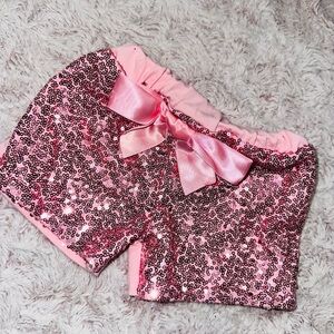 Pink Sequin Bow Shorts 2T